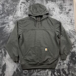 Carhartt Quarter Zip Hoodie Mens XL Tall Gray Rain Defender TS0617-M